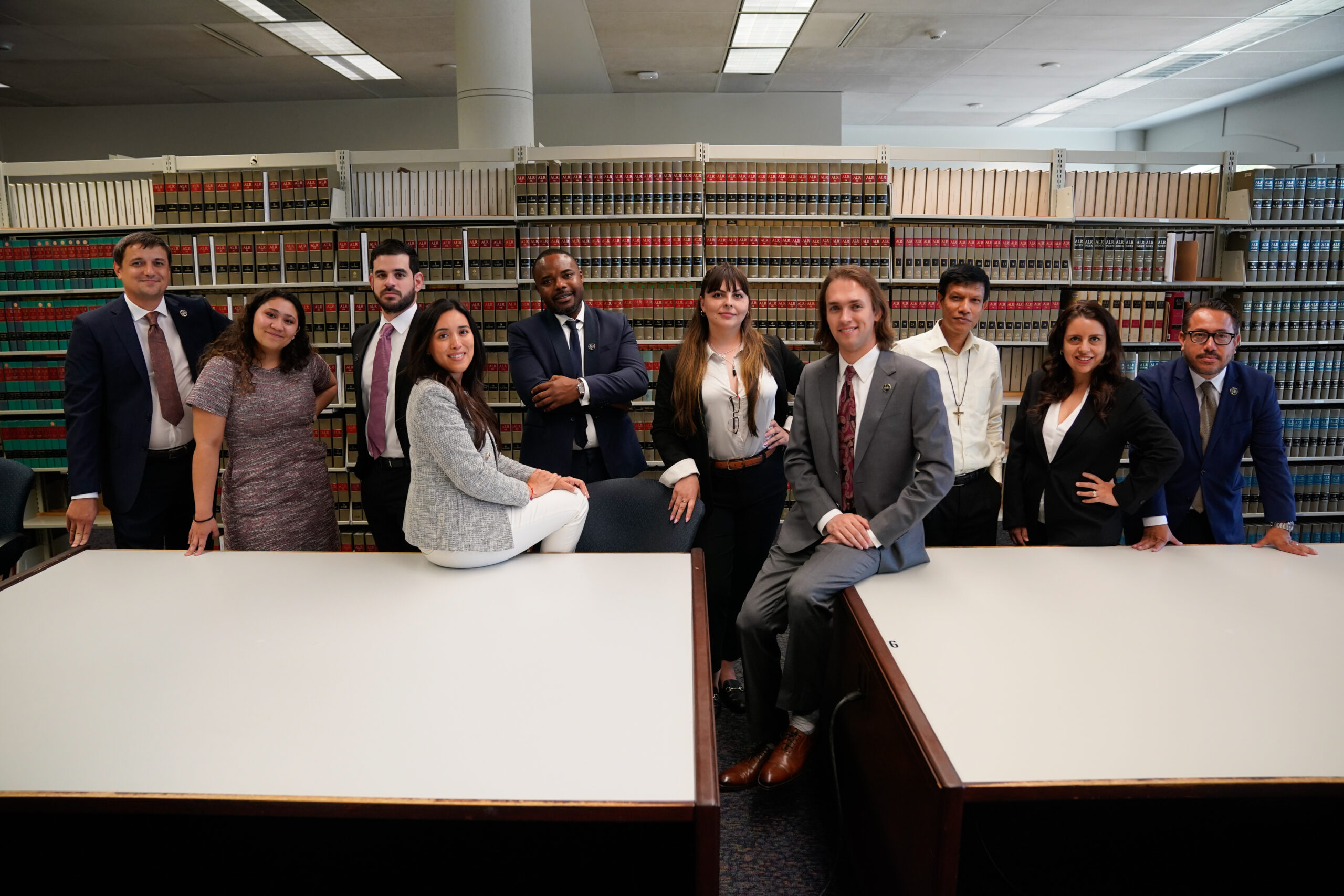 Image of several students in the law library.